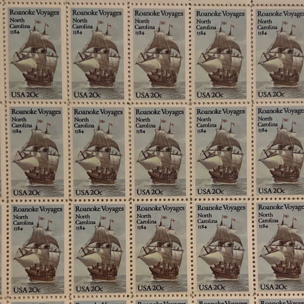 MNH 1984 Sheet of 50 20c Roanoke Voyages Stamps Scott #2093